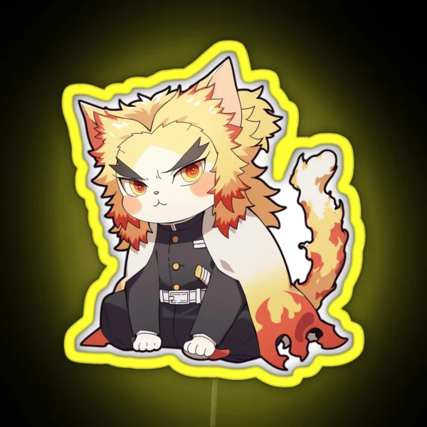 Flame Slayer Cat RGB Neon Sign