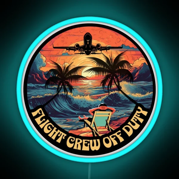 Flight Crew OFF DUTY Retro Captain Pilot First Officer Flight Attendant Cabin Crew RGB Neon Sign