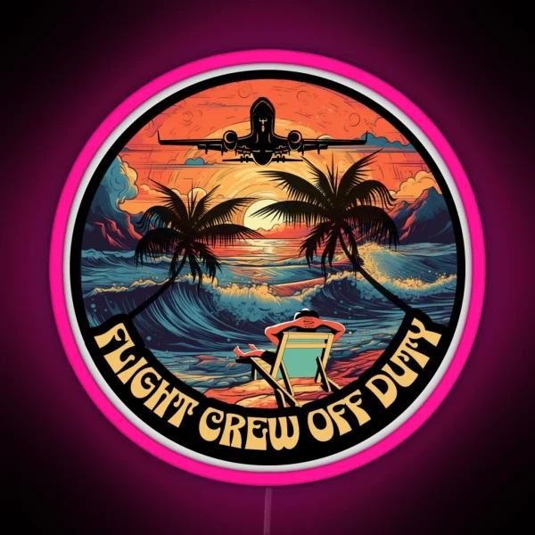 Flight Crew OFF DUTY Retro Captain Pilot First Officer Flight Attendant Cabin Crew RGB Neon Sign