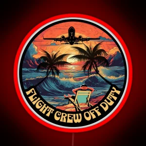 Flight Crew OFF DUTY Retro Captain Pilot First Officer Flight Attendant Cabin Crew RGB Neon Sign