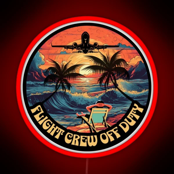 Flight Crew OFF DUTY Retro Captain Pilot First Officer Flight Attendant Cabin Crew RGB Neon Sign