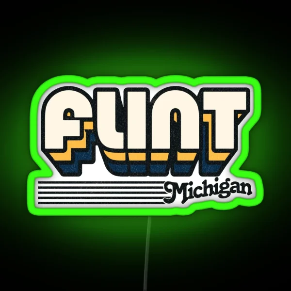 Flint Michigan Retro Stripes RGB Neon Sign