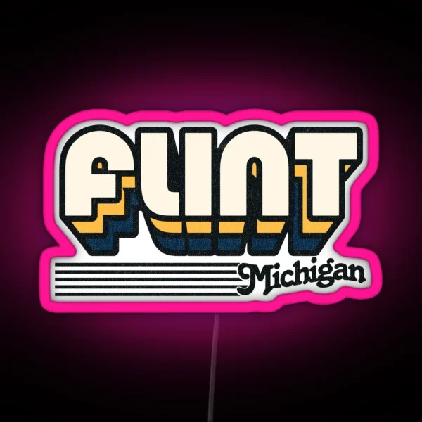 Flint Michigan Retro Stripes RGB Neon Sign