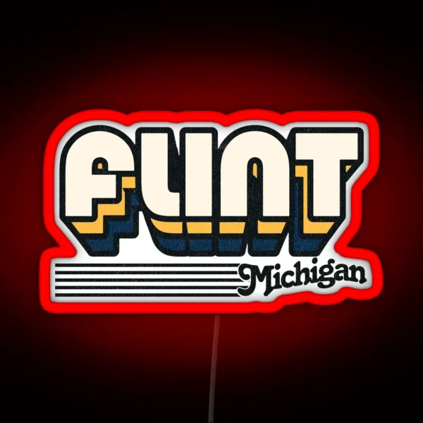 Flint Michigan Retro Stripes RGB Neon Sign