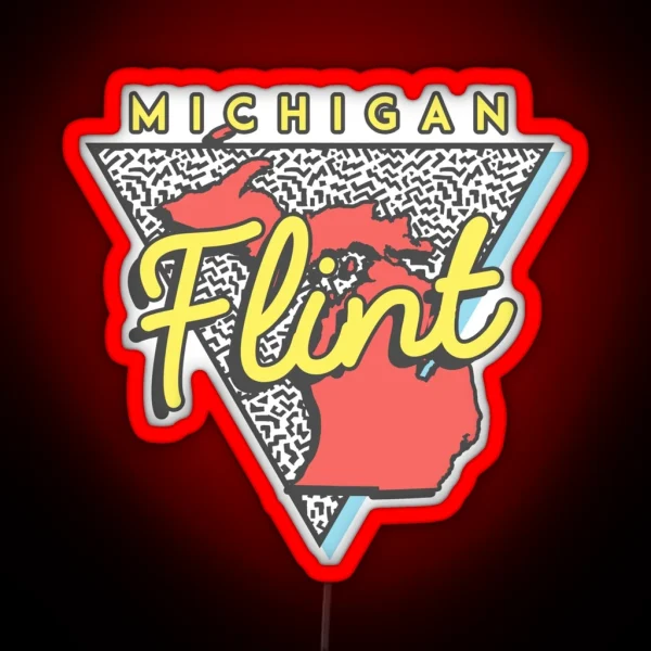 Flint Michigan Souvenirs MI Retro Triangle RGB Neon Sign