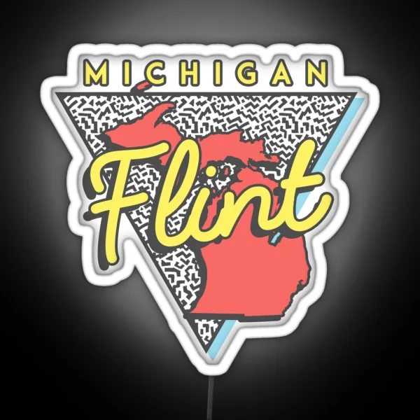 Flint Michigan Souvenirs MI Retro Triangle RGB Neon Sign