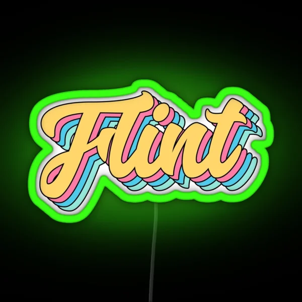 Flint Retro Yellow Script RGB Neon Sign