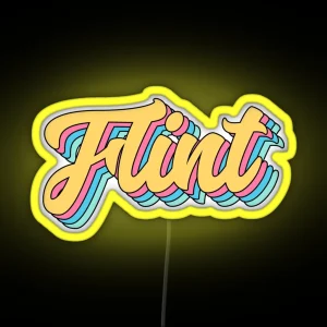 Flint Retro Yellow Script RGB Neon Sign