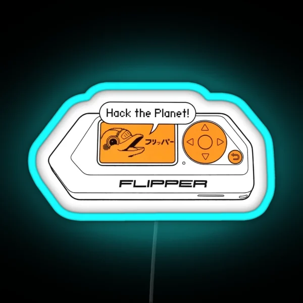 Flipper Zero Device With Pixel Art Dolphin RGB Neon Sign