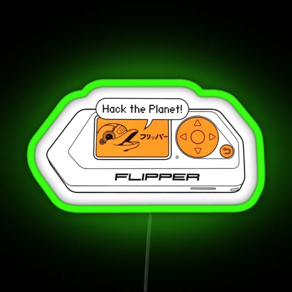Flipper Zero Device With Pixel Art Dolphin RGB Neon Sign