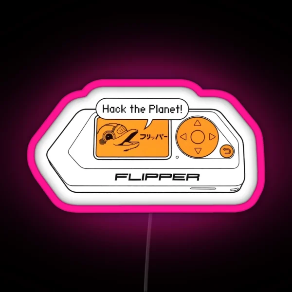 Flipper Zero Device With Pixel Art Dolphin RGB Neon Sign