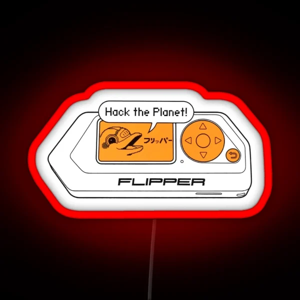 Flipper Zero Device With Pixel Art Dolphin RGB Neon Sign