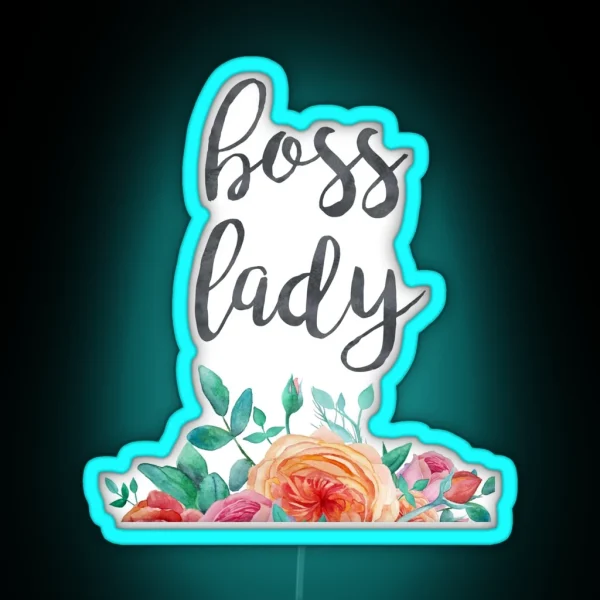 Floral Boss Lady Typography Quote RGB Neon Sign