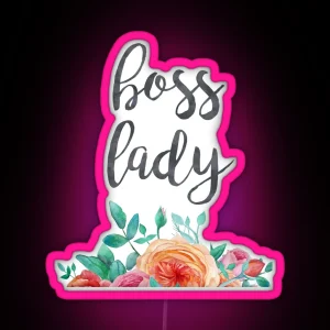 Floral Boss Lady Typography Quote RGB Neon Sign