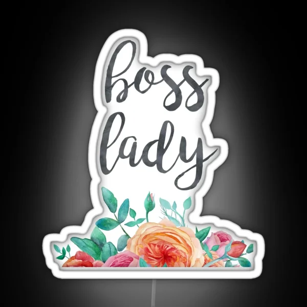 Floral Boss Lady Typography Quote RGB Neon Sign
