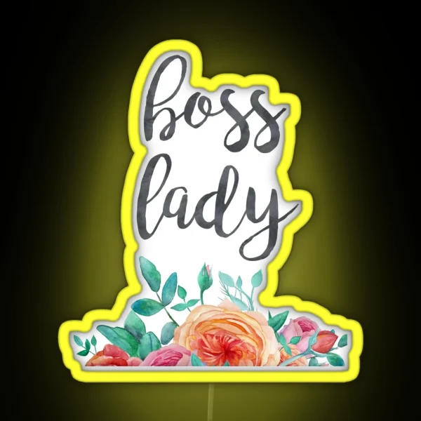 Floral Boss Lady Typography Quote RGB Neon Sign