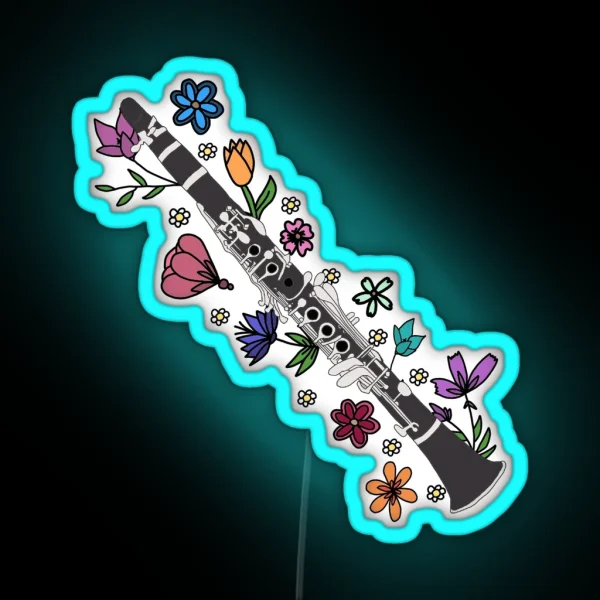 Floral Clarinet RGB Neon Sign