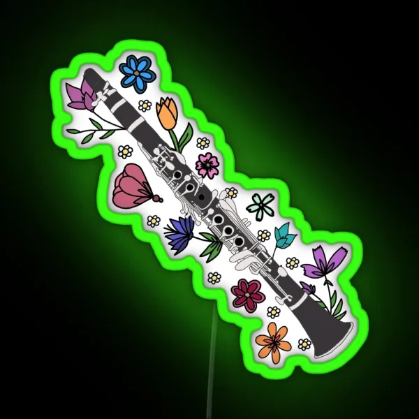 Floral Clarinet RGB Neon Sign