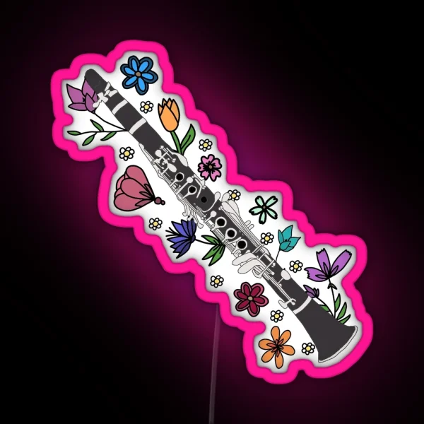 Floral Clarinet RGB Neon Sign