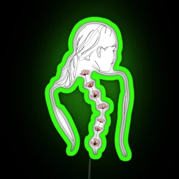 Floral Scoliosis Woman RGB Neon Sign