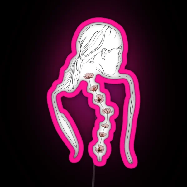 Floral Scoliosis Woman RGB Neon Sign