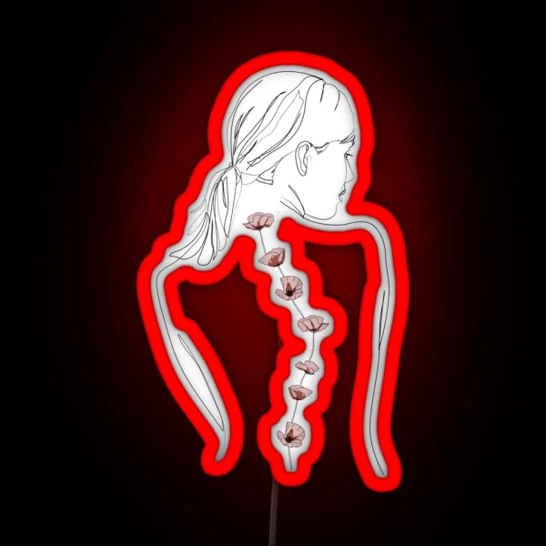 Floral Scoliosis Woman RGB Neon Sign
