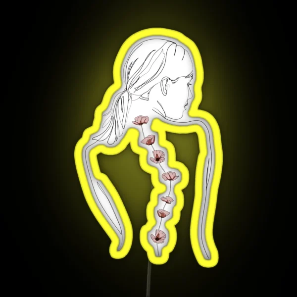 Floral Scoliosis Woman RGB Neon Sign