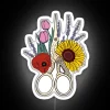 Floral Stork Scissors RGB Neon Sign - Image 4