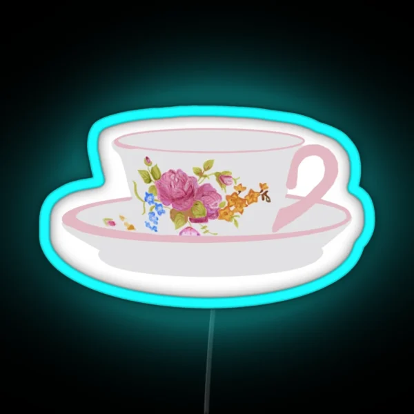 Floral Teacup RGB Neon Sign