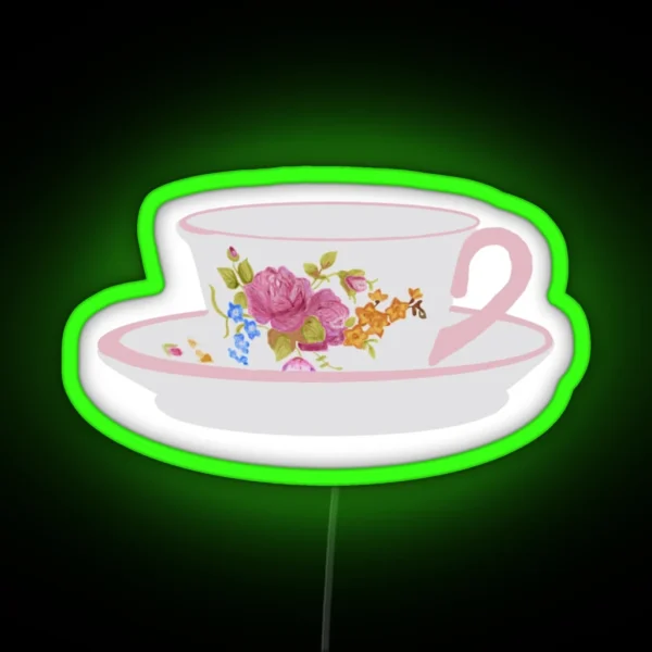 Floral Teacup RGB Neon Sign