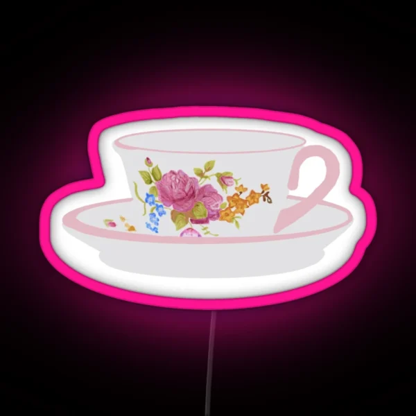 Floral Teacup RGB Neon Sign