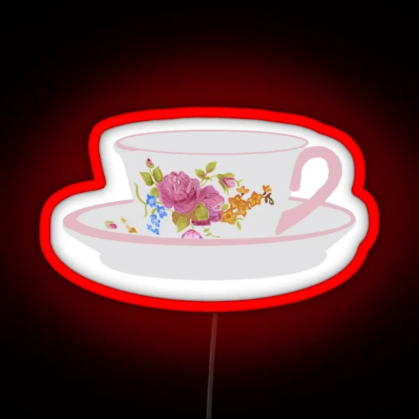Floral Teacup RGB Neon Sign