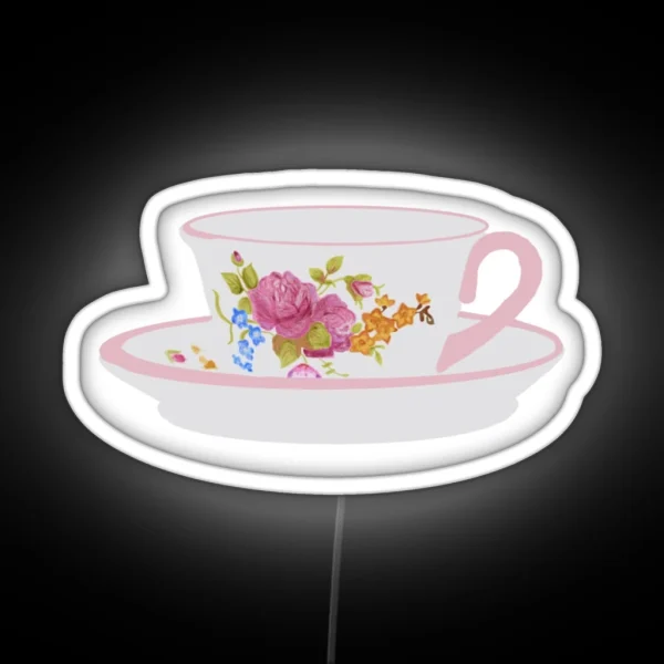 Floral Teacup RGB Neon Sign