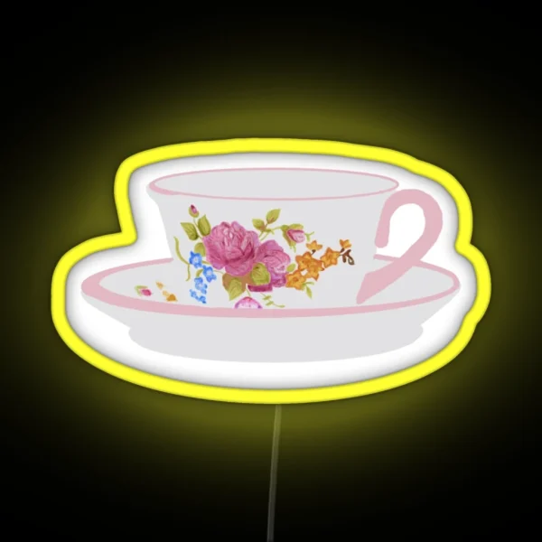 Floral Teacup RGB Neon Sign