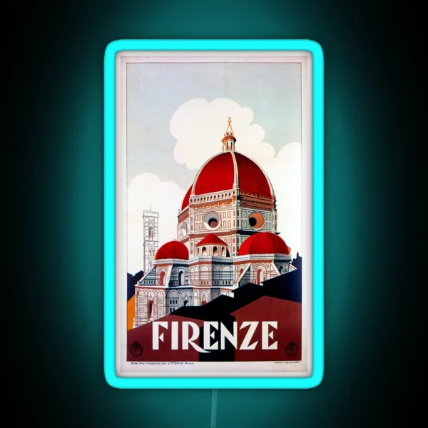 Florence Firenze 1920s Italian Travel Ad Duomo RGB Neon Sign