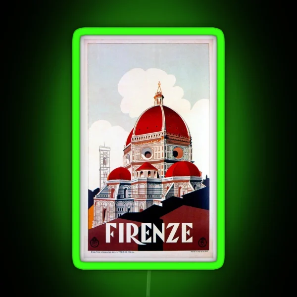 Florence Firenze 1920s Italian Travel Ad Duomo RGB Neon Sign