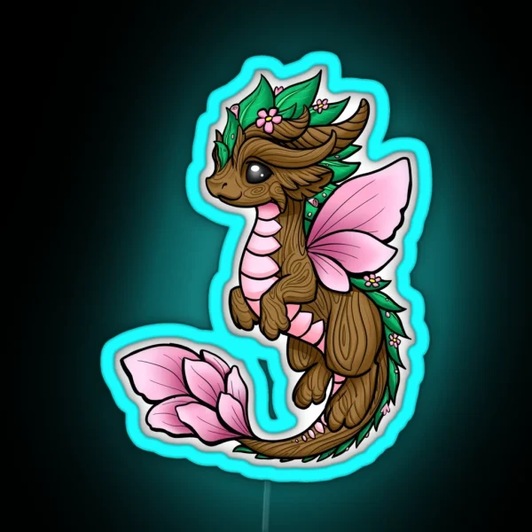 Flower Dragon Elemental RGB Neon Sign
