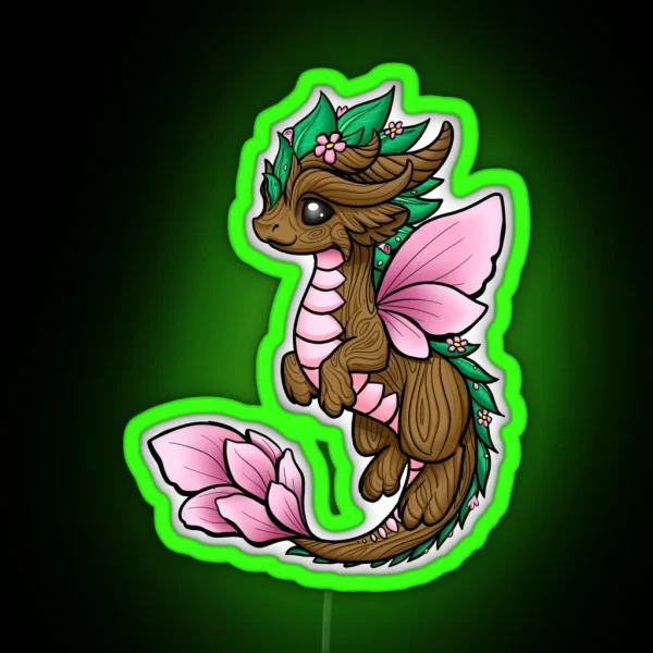 Flower Dragon Elemental RGB Neon Sign