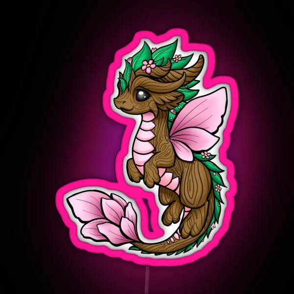 Flower Dragon Elemental RGB Neon Sign
