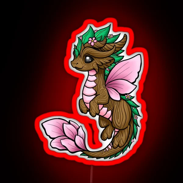 Flower Dragon Elemental RGB Neon Sign