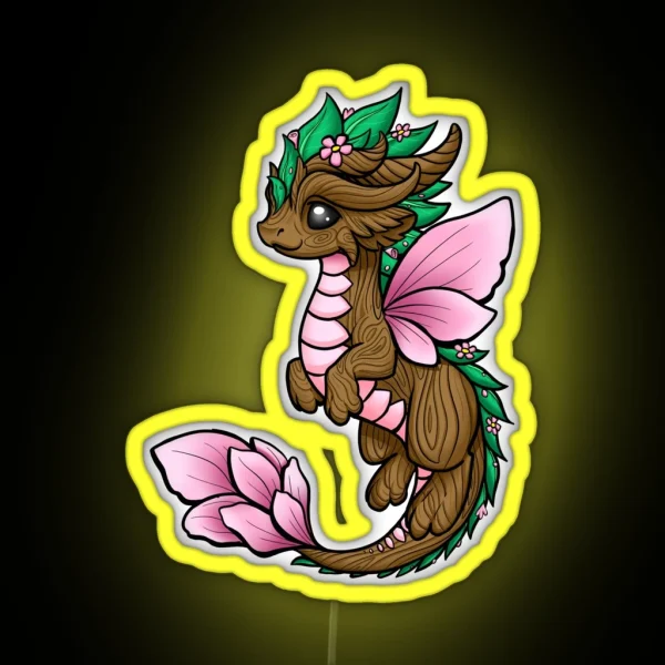 Flower Dragon Elemental RGB Neon Sign