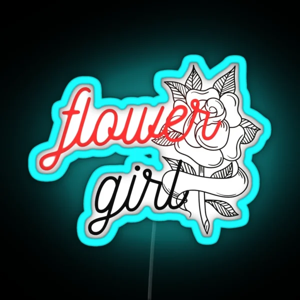 Flower Girl Girl Nerdy Boy Nerdy Guy Flora Petals Petal Rose Lover Rose Tattoo Style Rose Art Rose Ai RGB Neon Sign