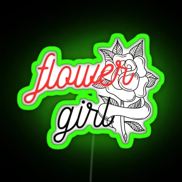 Flower Girl Girl Nerdy Boy Nerdy Guy Flora Petals Petal Rose Lover Rose Tattoo Style Rose Art Rose Ai RGB Neon Sign