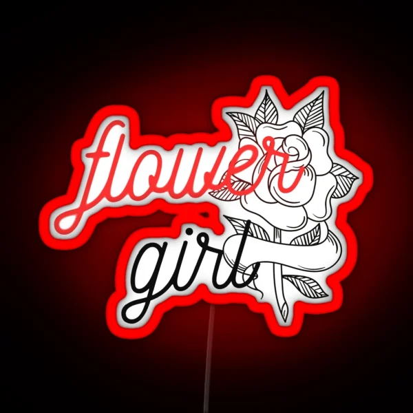 Flower Girl Girl Nerdy Boy Nerdy Guy Flora Petals Petal Rose Lover Rose Tattoo Style Rose Art Rose Ai RGB Neon Sign