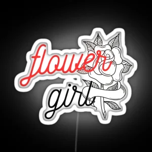 Flower Girl Girl Nerdy Boy Nerdy Guy Flora Petals Petal Rose Lover Rose Tattoo Style Rose Art Rose Ai RGB Neon Sign