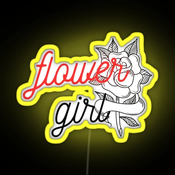 Flower Girl Girl Nerdy Boy Nerdy Guy Flora Petals Petal Rose Lover Rose Tattoo Style Rose Art Rose Ai RGB Neon Sign