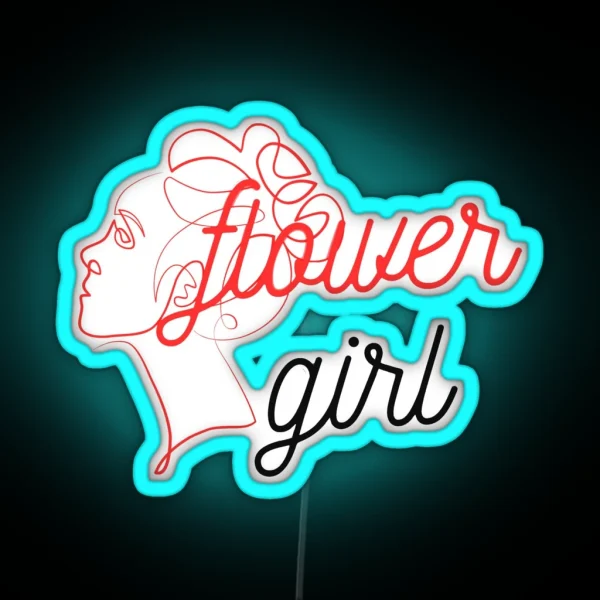 Flower Girl Girl Nerdy Boy Nerdy Guy Flora Petals Petal Rose Lover Rose Tattoo Style Rose Art Rose Ai RGB Neon Sign