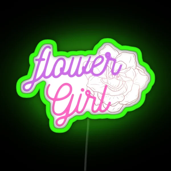 Flower Girl Girl Nerdy Boy Nerdy Guy Flora Petals Petal Rose Lover Rose Tattoo Style Rose Art Rose Ai RGB Neon Sign