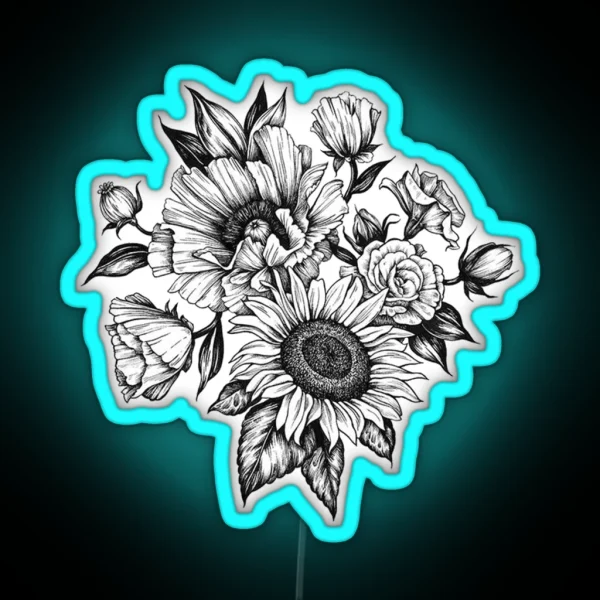 Flowers In Ink RGB Neon Sign