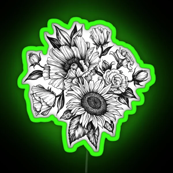 Flowers In Ink RGB Neon Sign